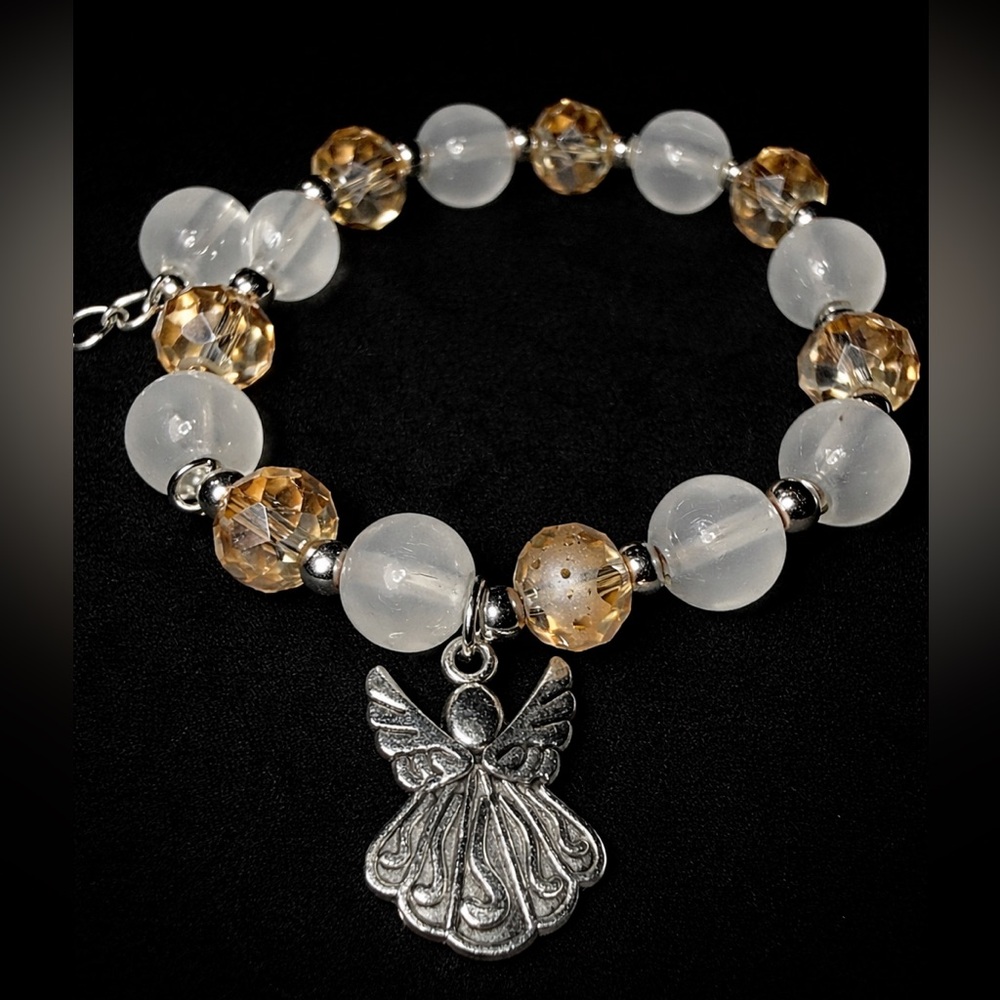 Beaded Religious Angel Charm Bracelet